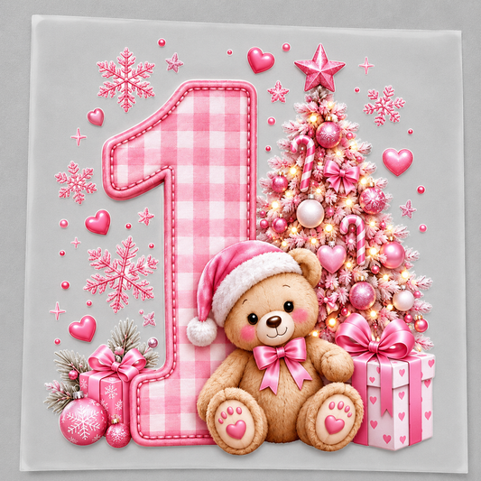Pink 1st Christmas DTF transfer