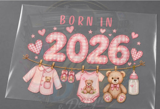 Pink Born in 2026/ 2027 bear transfer