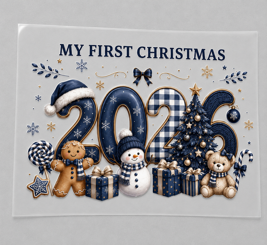 Navy first Christmas DTF transfer