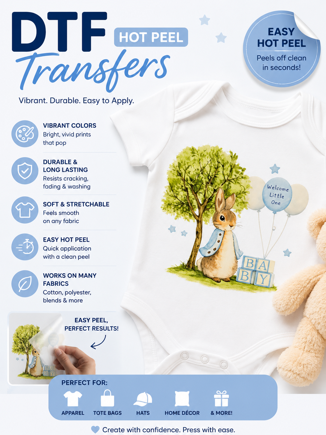 Bunny welcome little one dtf transfer 4 colour options